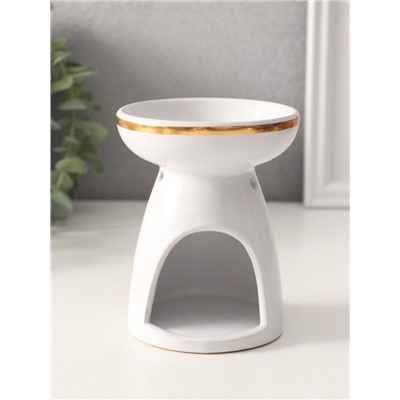 Аромалампа для эфирных масел «Древо жизни», керамика, белая с золотом, 9.3×9.3×11.8 см