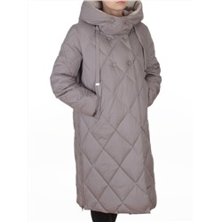 8388 GRAY/BEIGE Пальто стеганное зимнее женское оверсайз (200 гр. холлофайбер)