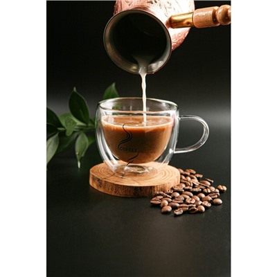 Кружка с двойными стенками Magistro «Дуо. Coffee», 200 мл, стекло, прозрачная