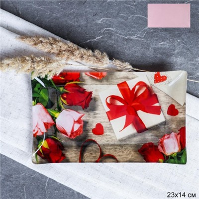 Блюдо прямоугольное 23x14 см / S322314 V039 GREY Подарок / уп 6/72/ цветная коробка