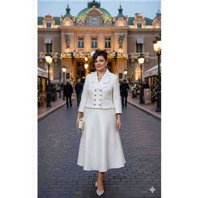 Жакет, юбка Vittoria Queen 27223 молочно-серебристый