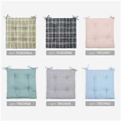 Подушка на стул «Этель. Клеточка» 40×40 см, голубая