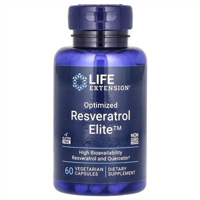Life Extension, оптимизированный ресвератрол, 60 вегетарианских капсул
