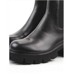 01-BE22B-4A BLACK Ботинки демисезонные женские (натуральная кожа, байка)