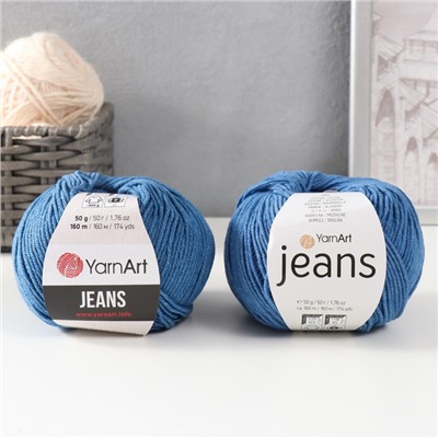 Пряжа для вязания спицами, крючком YarnArt, Jeans, 55% хлопок, 45% акрил, 160 м/50 г, (17 синий)