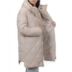 310 BEIGE Пальто зимнее стеганое женское (200 гр. холлофайбер, натуральная норка)