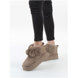 04-PAYH31-3Z KHAKI Угги женские (натуральная замша, 100% шерсть, натуральный мех)