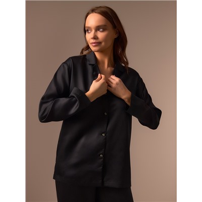 Пижама женская (рубашка, брюки) SL HOME Tensel Home, чёрная