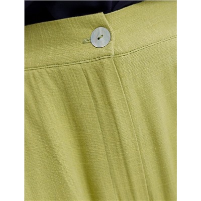 Свободные брюки палаццо на эластичном поясе изо льна с вискозой