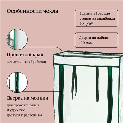 Парник-стеллаж, 3 полки, 80×24×46 см, металлический каркас d=12 мм, чехол плёнка 80 мкм, Greengo