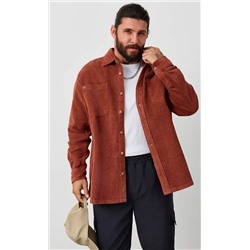 Рубашка вельвет F221-0470 terracotta