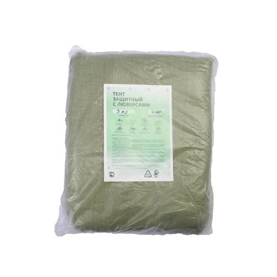 Брезент огнеупорный, 3×3 м, плотность 400 г/м², люверсы шаг 1 м, хаки