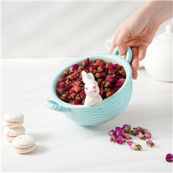 Конфетница Доляна «Зайка», 19.5×16.5×12.5 см, доломит, голубая