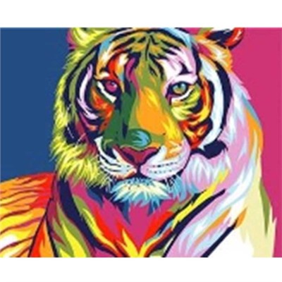 Алмазная мозаика на подрамнике 40x50 Тигр разноцветный / GA74028 /уп 30/полное заполнение