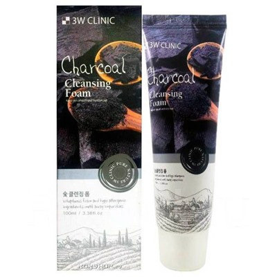 Пенка для умывания для сужения пор 3W CLINIC Charcoal Cleansing Foam 100 ml