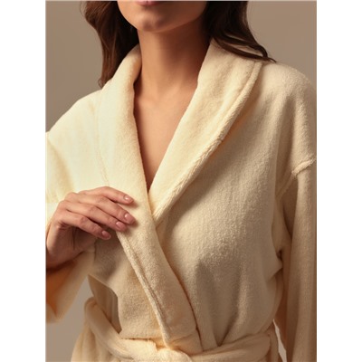 Халат махровый женский SL HOME: Basic «Айвори», хлопок 100%, молочный