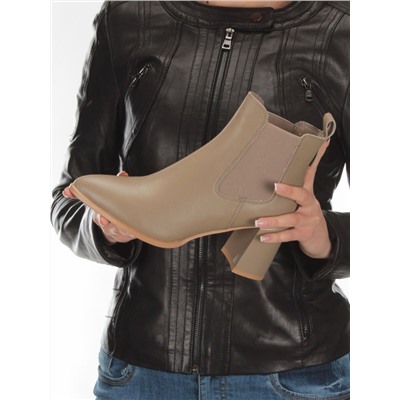 01-PCT169-3 DK. BEIGE Ботинки Челси демисезонные женские (натуральная кожа, байка)