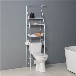 Стеллаж над унитазом со штангой для сушки, 47×25×175 см, белый