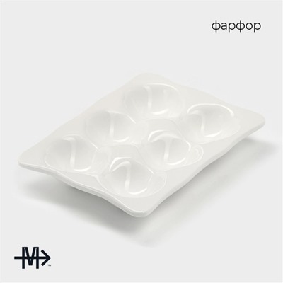 Подставка для яиц Magistro «Бланш», 6 секций, 18×13 см, фарфор, белая