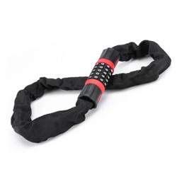 Замок кодовый R-LOCK CHAIN, 5 разрядов, 1200мм, стальная цепь, толщина металла 6 мм, чёрно-красный. /уп 40