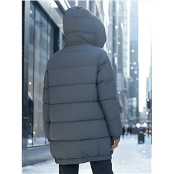 Куртка женская зимняя на резинке большого размера темно-серого цвета 7619TC