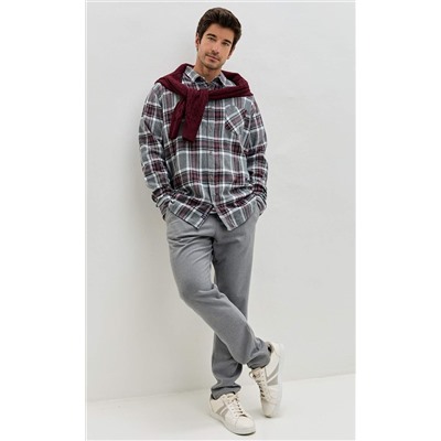 Рубашка F521-0460 grey-bordo