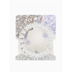 Браслет-пружинка «Жемчужинка морская» 3 ряда, белый в серебре, L=7 см