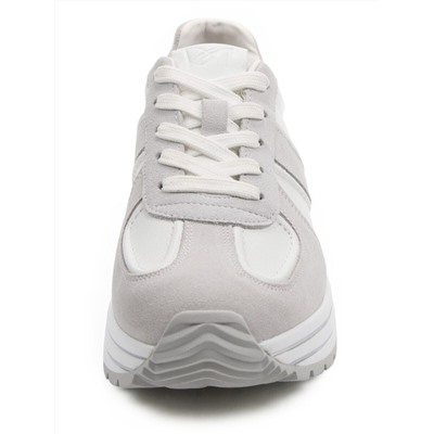 03-A1020-9 WHITE/GRAY Кроссовки женские (натуральная кожа, натуральная замша)