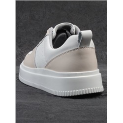 03-YJ425-1 WHITE/BEIGE Полуботинки спортивные женские (натуральная кожа)