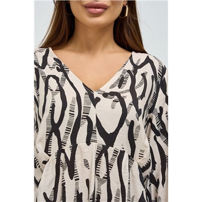 Платье А-силуэта бежевое с завязками по спинке