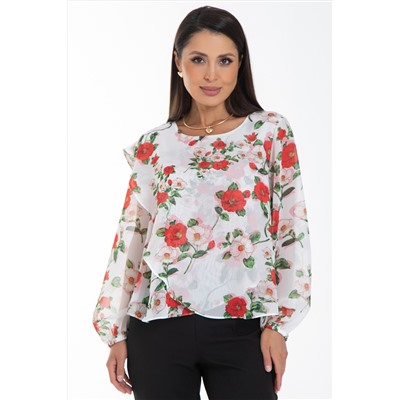 Блузка шифоновая с цветочным принтом