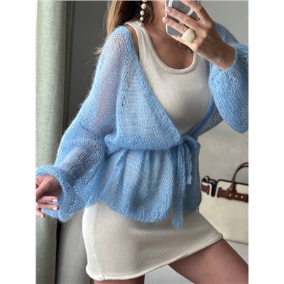 Кардиган вязаный паутинка, Голубой