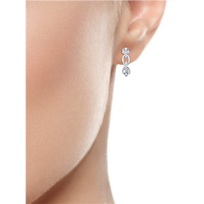 Серьги с фианитом родированные серебро 925*