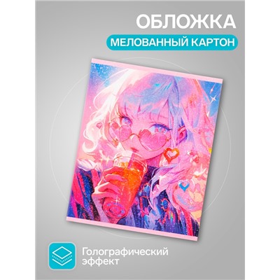 Набор тетрадей, 48 листов в клетку, Calligrata «В розовых очках», серые листы, 5 штук
