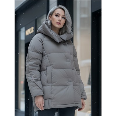 Куртка зимняя женская с капюшоном модная коричневого цвета 7651K