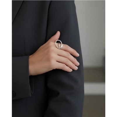 Кольцо с белым серебрением