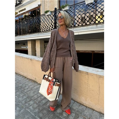 Брюки палаццо с карманами, Шоколад