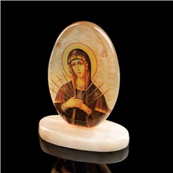 Икона «Семистрельная», настольная на подставке, селенит