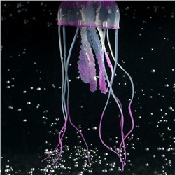 Декор для аквариума «Медуза», 5×5×15 см, с неоновым эффектом, силикон, фиолетовая