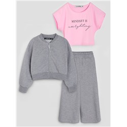 Комплект: Худи+брюки+футболка, Grey melange T2