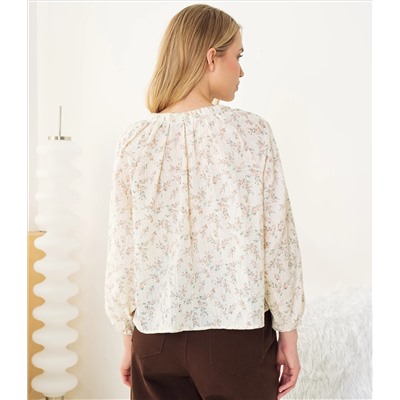 Блуза #КТ197 (1)-2, пудровый, кремовый