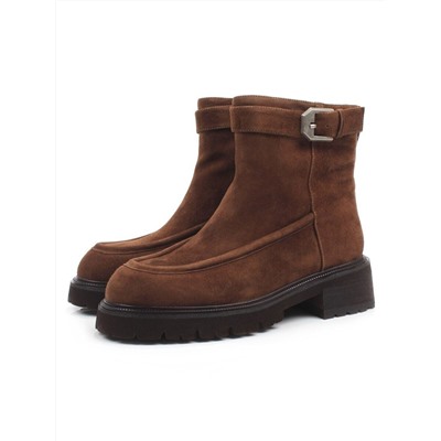 01-A51-5B BROWN Ботинки демисезонные женские (натуральная замша, байка)