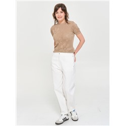 Джемпер вязаный бежевый с короткими рукавами