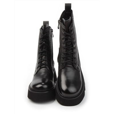 01-C1112-1 BLACK Ботинки демисезонные женские (натуральная кожа, байка)