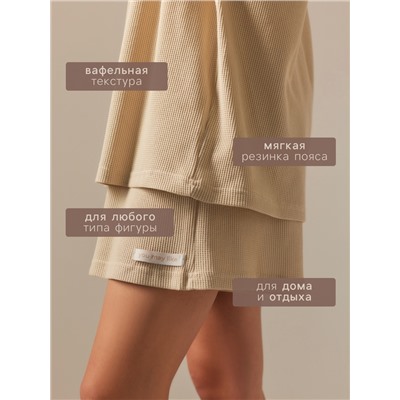 Пижама женская (рубашка, шорты) SL HOME Soft Home, бежевая