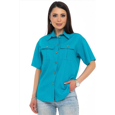 Рубашка бирюзовая льняная