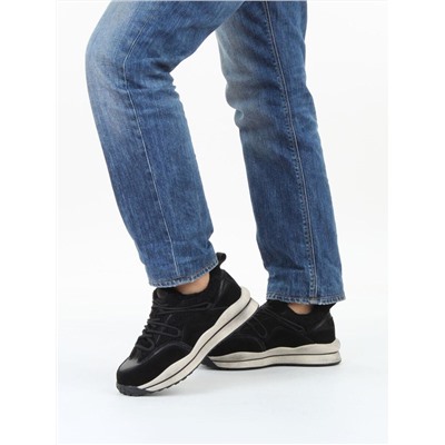 04-XKL23-138R BLACK Кроссовки утепленные женские (натуральная кожа, натуральная замша, байка)