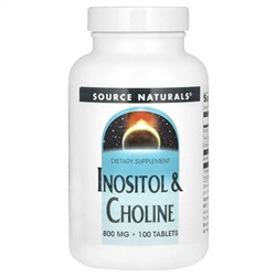 Source Naturals, инозитол и холин, 800 мг, 100 таблеток