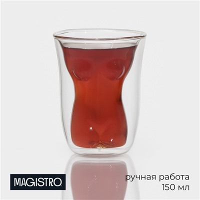 Стакан Magistro «Женская фигура», 150 мл, с двойными стенками, 8×11 см, стекло, прозрачный