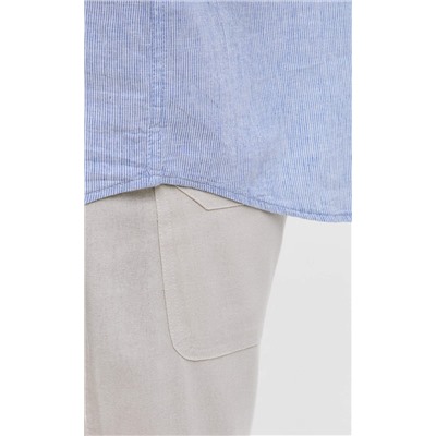 Рубашка к/р лен F111-0450 l.blue stripes